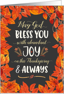 Thanksgiving - May God Bless you with Joy On Thanksgiving with Leaves card