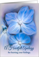 Custom Apology Blue Hydrangea Pastel Floral Art card