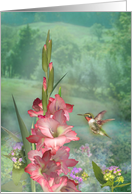Hummingbird Garden Flower Any Occasion Blank Note card