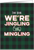 Cute This Year We’re Jingling and Mingling Buffalo Plaid Christmas card