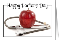 Happy Doctors’ Day Apple and Stethoscope card