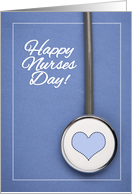 Happy Nurses Day Stethoscope on Blue Scrubs card