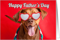 Happy Father’s Day Cute Pit Bull Dog in Heart Glasses Humor card