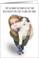 Thinking of You Funny Person Matching Cat Face Mask Coronavirus Humor card