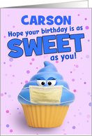 Happy Birthday Custom Name Cupcake In Coronavirus Face Mask Humor card