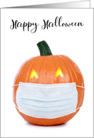 Happy Halloween Pumpkin in Coronavirus Facemask card
