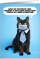 Thinking Of you Funny Cat in Coronavirus Face Mask card