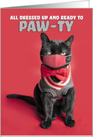 Happy Birthday Cat Dressed in Sweater and Coronavirus Face Humor card