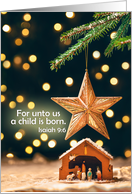 Merry Christmas For Anyone Nativity Scene Under Star Tree Ornament card