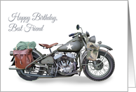 Best Friend Birthday Featuring a Classic American Military Motorcycle card