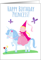 Happy Birthday Princess Unicorn Girl card