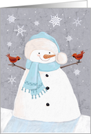 Soft Snowman with Red Cardinal birds card