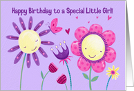 Special Little Girl Cute Flowers & Butterfly Birthday card