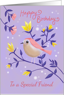Special Friend Birthday Lilac Bird Floral card