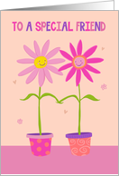 To a Special Friend Flower Pots Holding Hands card