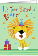 Kids Birthday Cute Lion Roar card