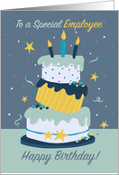 Employee Happy Birthday Quirky Fun Modern Cake card