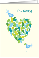 I’m Sorry Blue Bird Heart of Leaves card