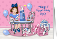 4th Birthday for a Daughter Party with Kittens and a Puppy card