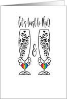 Let’s Toast To That Gay Wedding Glasses Mrs & Mrs Congratulations card