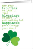 Irish Blessing Luck Trouble Blessings Happiness St Patrick’s Day card