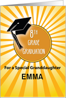 Custom Name Granddaughter 8th Grade Graduation Hat on Sun card