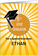 Custom Name Grandson 8th Grade Graduation Hat on Sun card
