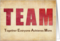 Teamwork Thanks to Volunteers Red Textured Look Letters card