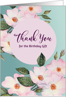 Thank Your for Birthday Gift Watercolor Pink Roses Floral Illustration card
