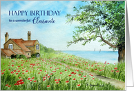 For Classmate on Birthday Poppy Field Landscape Watercolor Painting card