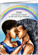 Love and Romance African American Lesbian Couple Rainbow card