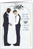 Gay Wedding Congratulations Mixed Race Grooms Blue card
