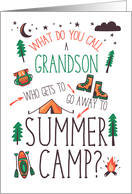 Grandson Funny Summer Camp Orange Green and Brown card