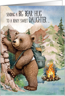 Daughter Big Bear Hug Away at Summer Camp Woodland Forest card