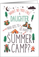 Daughter Funny Summer Camp Orange Green and Brown card