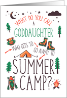 Goddaughter Funny Summer Camp Orange Green and Brown card