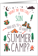 Son Funny Summer Camp Orange Green and Brown card