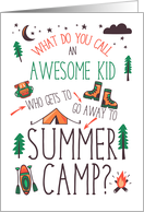 for Kids Funny Summer Camp Orange Green and Brown card