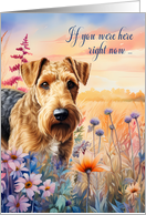 Miss You Airedale Terrier Dog in a Summer Wildflower Meadow card