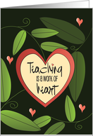 Hand Lettered Apple Teacher Thank You Teaching is a Work of Heart card