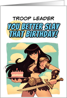 Troop Leader Happy Birthday Amazon with Birthday Cake card