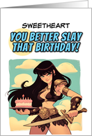 Sweetheart Happy Birthday Amazon with Birthday Cake card