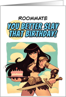 Roommate Happy Birthday Amazon with Birthday Cake card